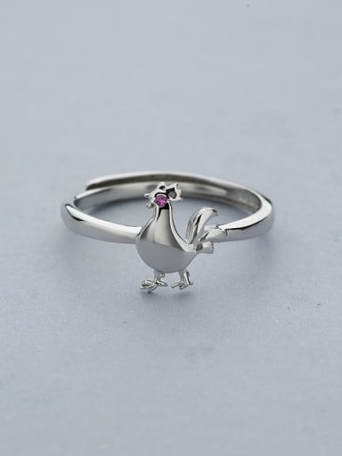Personalized Zodiac Rooster 925 Silver Opening Ring