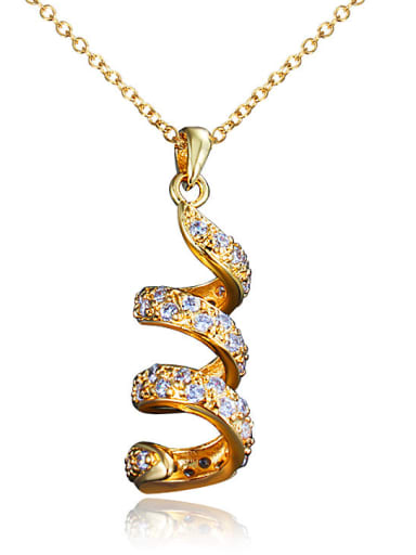 Delicate 18K Gold Plated Spiral Shaped Zircon Necklace