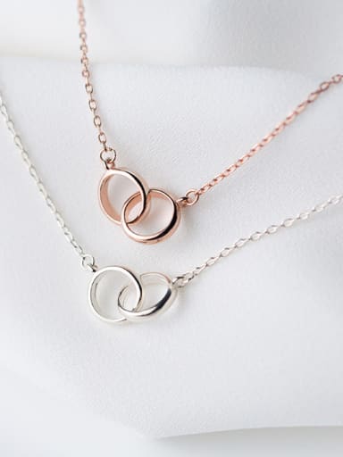 925 Sterling Silver With Rose Gold Plated Simplistic Round Necklaces