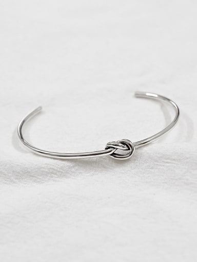 Simple silver and antique silver single rope Bangle Bracelet