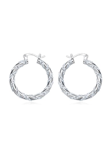 Simple Hollow Round Tiny austrian Crystals 925 Silver Earrings