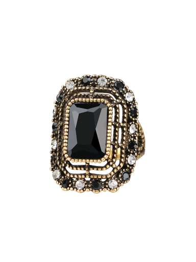 Retro style Rectangular Resin Crystals Alloy Ring