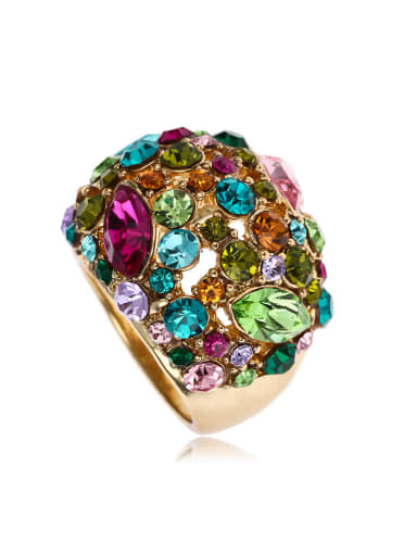 Exaggerated Colorful Rhinestones Alloy Ring
