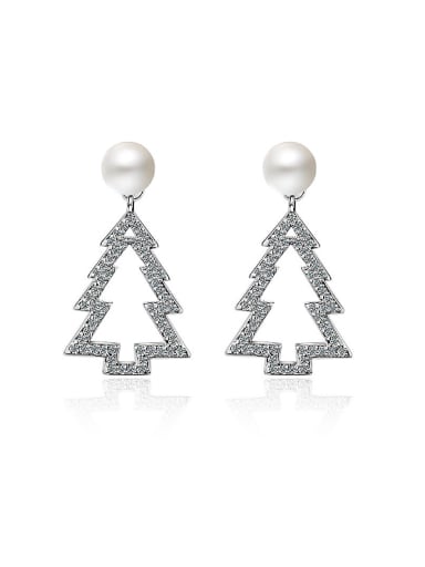 Personalized Christmas Tree Imitation Pearl Stud Earrings