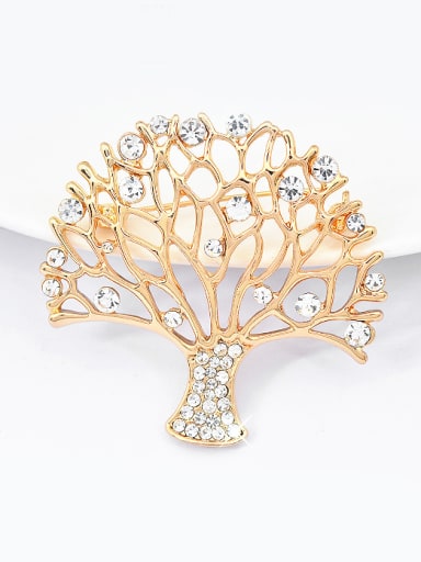 Fashion White Cubic Rhinestones-studded Tree Alloy Brooch