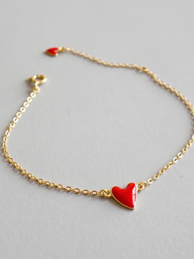 925 Sterling Silver With 18k Gold Plated Cute Heart Bracelets
