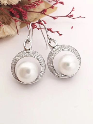 Freshwater Pearl Crescent shaped hook earring