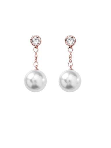 Alloy With Rose Gold Plated Simplistic Round Drop Earrings