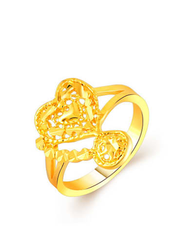 Fashionable 24K Gold Plated Heart Shaped Copper Ring