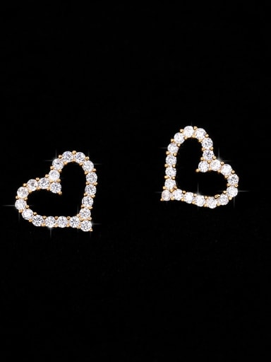 Copper With Cubic Zirconia Simplistic Heart Stud Earrings