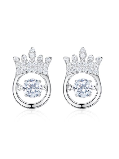 Tiny Crown Rotational ZIrcon 925 Silver Stud Earrings