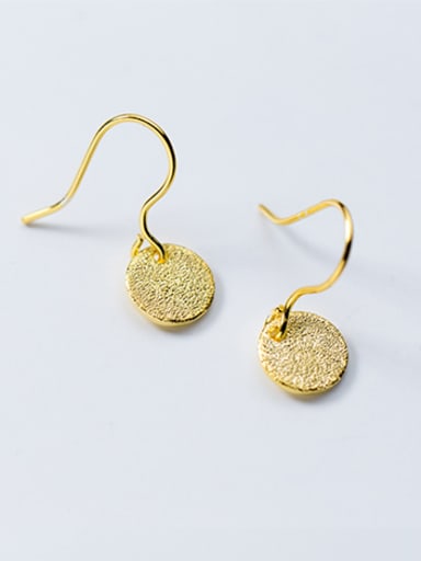All-match Gold Plated Round Shaped Silver Drop Earrings