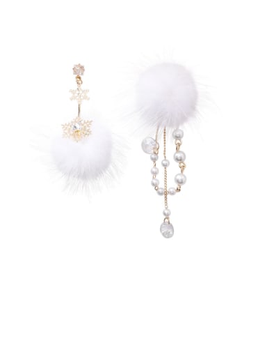 Alloy With Gold Plated Fashion Plush Ball Drop Earrings