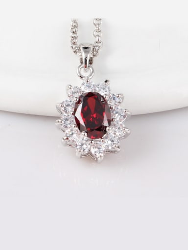 Pomegranate Red Zircon Pendant European and American Classic Necklace