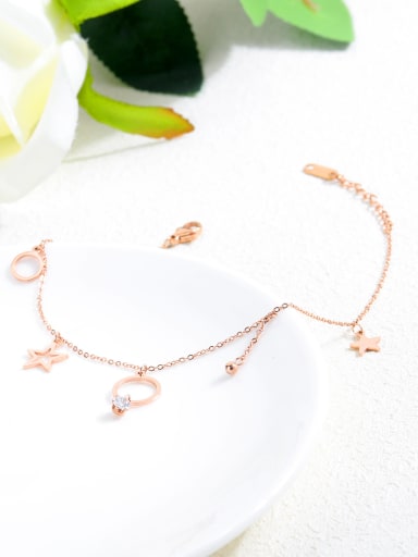 Stainless Steel With Rose Gold Plated Simplistic Star Anklets