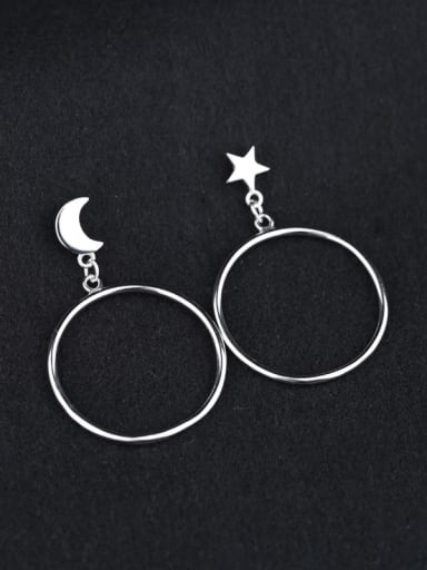 Personalized Moon Star Round Earrings