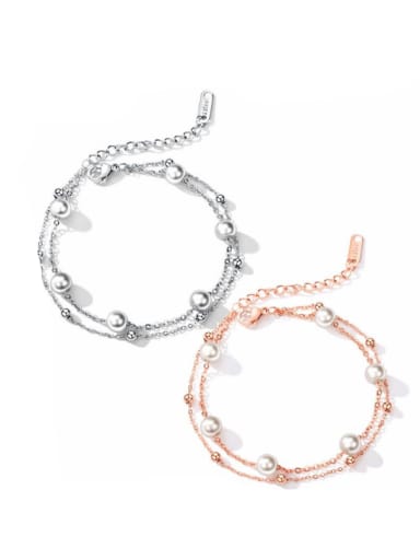 Stainless Steel With Rose Gold Plated Cute Round Bracelets