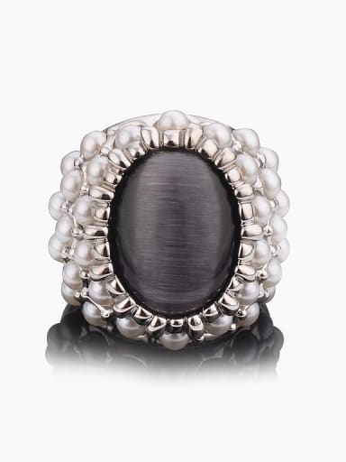 Exaggerated Imitation Pearls Opal Stone Alloy Ring