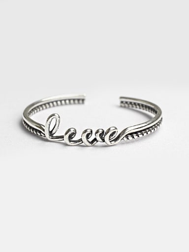 Personalized LOVE Antique Silver Plated Opening Bangle