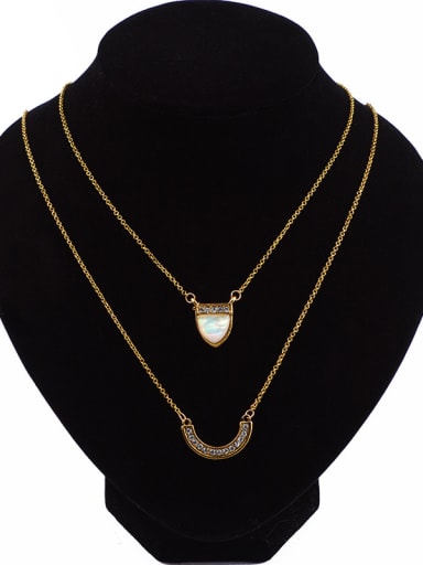 Personalized Double Layers White Stones Alloy Necklace