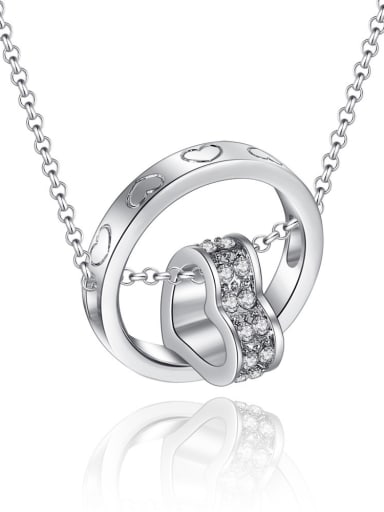 Fashion Heart Ring Cubic Zirconias Alloy Necklace