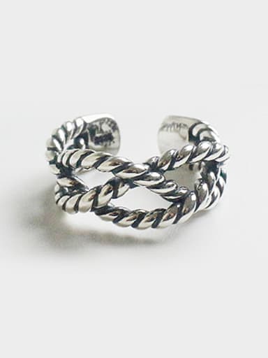 Retro style Twisted Band Silver Opening Ring