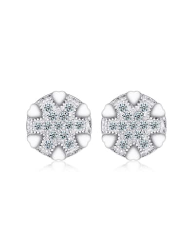 Hexagonal-shape Micro Pave Zircons Stud Earrings