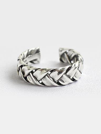 Personalized Antique Silver Plated Woven Opening Silver Ring