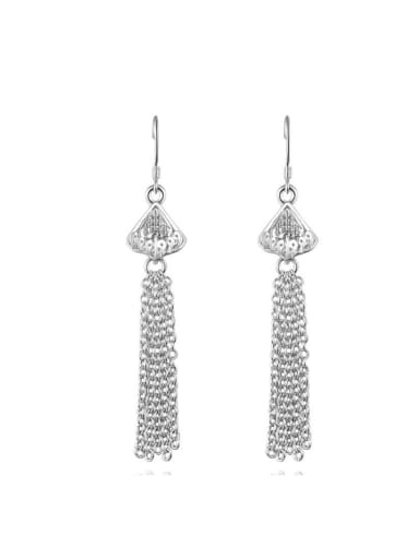White Gold Plated Tassel Exaggerate Drop Earrings