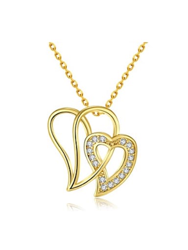 Simple Hollow Heart shaped Zircon Necklace