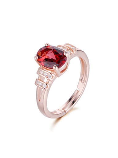 Rose Gold Plated Garnet Gemstone Engagement Ring