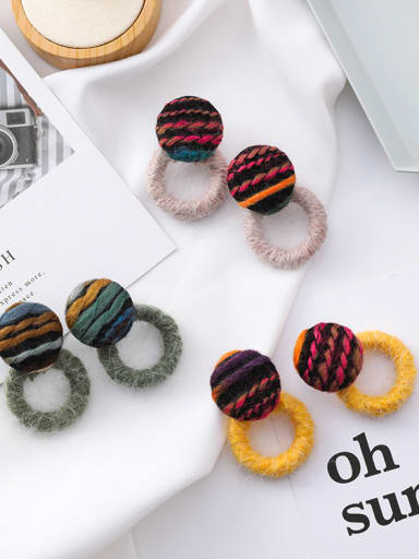 Fashionable coloured Plush Button Ring Earrings