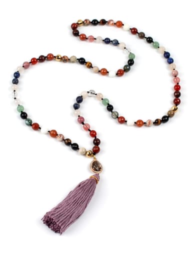 Creative Colorful Semi-precious Stones Tassel Necklace
