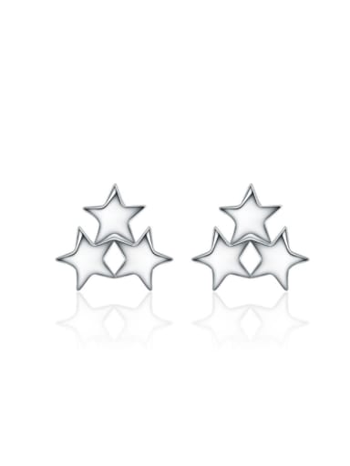 Handmade Three Stars Smooth Stud Earrings
