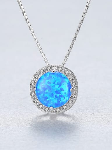 Sterling Silver multicolored round opal  Necklace