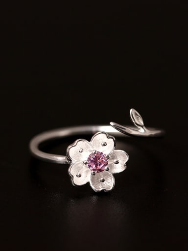 Korean Style Pink Flower Opening Ring