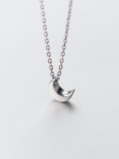 S925 Silver Smonth Moon Necklace