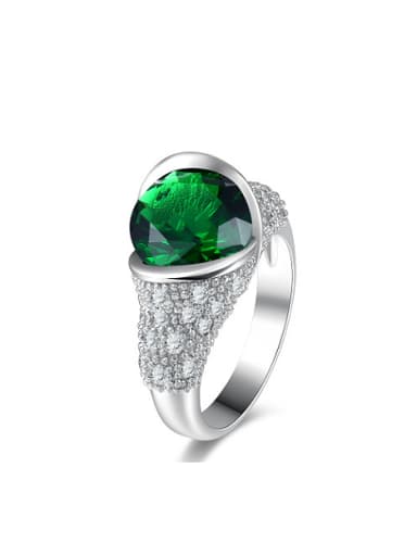 High Quality Green Round Shaped Zircon Ring
