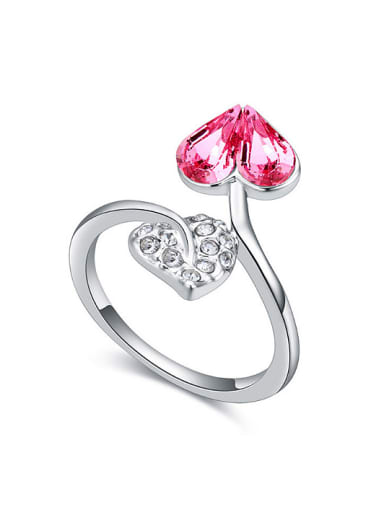 Personalized Heart austrian Crystal Leaf Alloy Ring