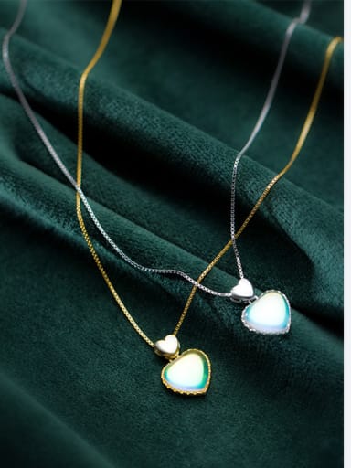 925 Sterling Silver With Acrylic  Simplistic Heart Necklaces