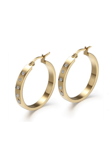 Fashionable Gold Plated Geometric Shaped Rhinestone Clip Earrings