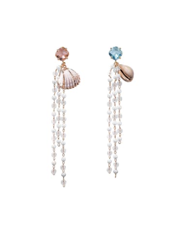 Alloy With Rose Gold Plated Bohemia Charm Conch Beads Tassels Earrings