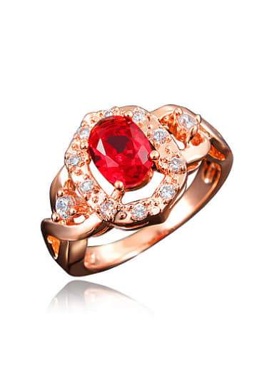 Elegant Red Rose Gold Plated Zircon 4A Zircon Ring