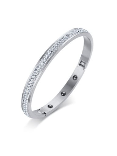 Exquisite Silver Plated Geometric Shaped Rhinestones Bangle