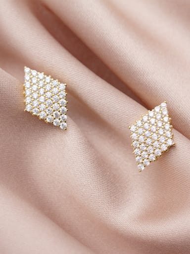 925 Sterling Silver With Gold Plated Fashion Geometric Stud Earrings