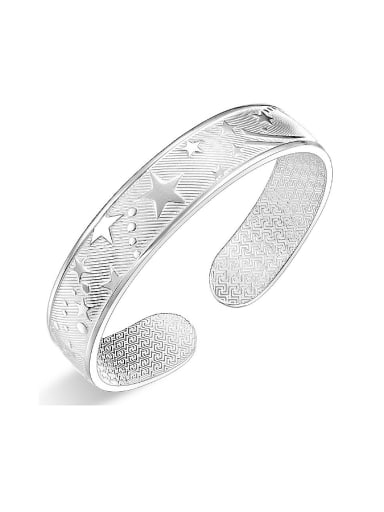 Bohemia style 999 Silver Stars-etched Opening Bangle