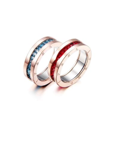 Ruby Sapphire Rose Gold Titanium Steel Lovers band ring