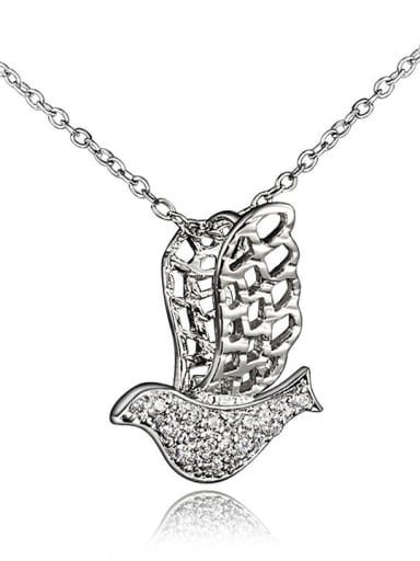 Lovely 18K Platinum Plated Pigeon Shaped Zircon Necklace