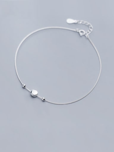 925 Sterling Silver With Platinum Plated Simplistic Round Anklets