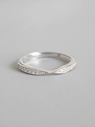 Pure silver concise row of zircon rings